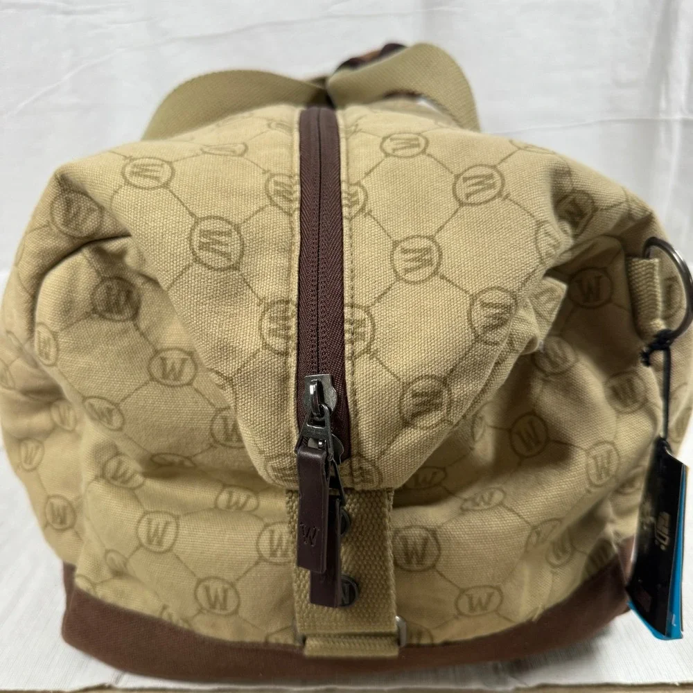 World of Warcraft Blizzard Entertainment Duffle Bag B63131 Tan Brown Logo